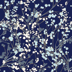 Blue Berry Seamless Vector Background