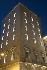 Rieti (Italy), historic building at evening