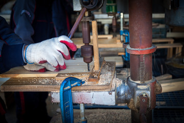 Working in a wood factory