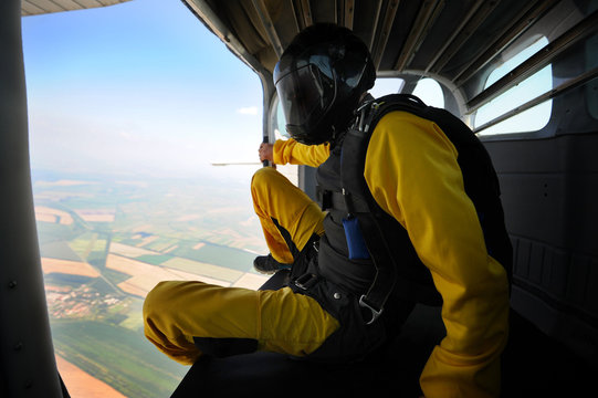 Parachuting on sunny day