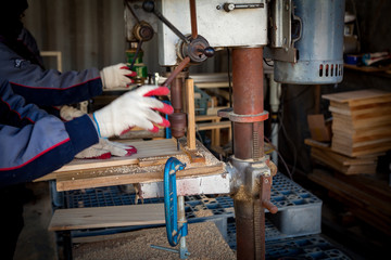 Working in a wood factory