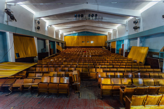 Abandoned auditorium of old soviet cinema house