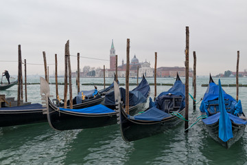 Fototapeta na wymiar Gondolas in venice Lagoon , Italy 