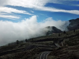 Tenerife roads and volcano Teide from above