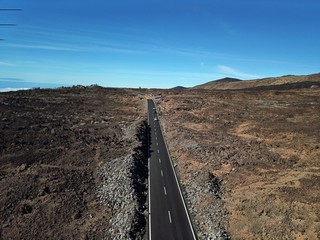 Tenerife roads and volcano Teide from above