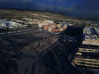 Tenerife roads and volcano Teide from above