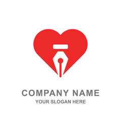 Love Write Pen Education Logo Vector Icon Illustration