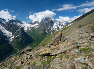 Fototapeta premium Mountain ridge in the summer time. Beautiful natural landscape