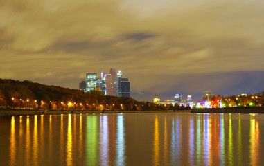 Fototapeta na wymiar Moscow, night, river