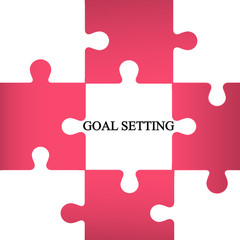 Fototapeta premium Puzzles. Business illustration with the inscription:goal setting