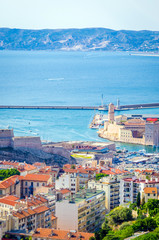 Aerial view of beautiful city Marseille, France