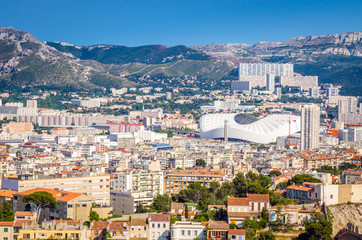 Aerial view of beautiful city Marseille, France