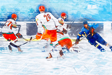 Obraz premium Professional hockey players