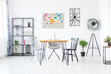 Dining table in loft space