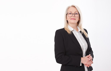 Attractive business woman in a suit isolated