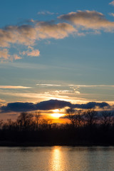 Winter sunset over the river