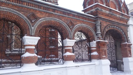 Vintage architectural elements on one of the buildings of the city of Yaroslavl