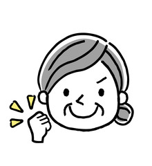 シニア女性：顔、表情
