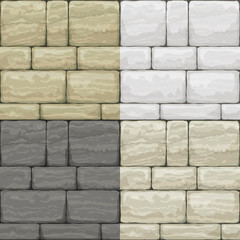 Fototapeta premium Set seamless texture of old stone. Breccia. Classic vintage brickwork of the facade. Vector graphics