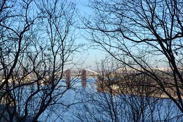 Fototapeta premium Winter cityscape in Kiev, Ukraine.