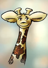 Fototapeten Ingkleurde illustratie giraffe © emieldelange