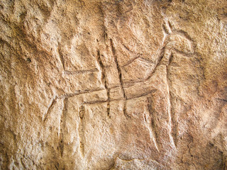 Naklejka premium Real petroglyph in the Gobustan National Park, Azerbaijan