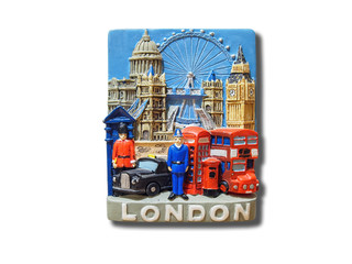 London (England, UK) souvenir refrigerator magnet isolated on white background