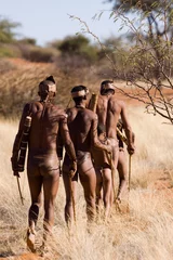 Keuken spatwand met foto bushmen of the kalahari desert in africa © franco lucato