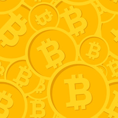 Obraz premium BItcoin seamless pattern. Simple Seamless Pattern Gold Symbols Of Bitcoins. Vector Illustration