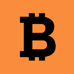Bitcoin sign icon for internet money. Crypto currency symbol and coin image for using in web projects or mobile applications. Blockchain based secure cryptocurrency. Isolated vector illustration.