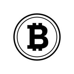 Bitcoin sign icon for internet money. Crypto currency symbol and coin image for using in web projects or mobile applications. Blockchain based secure cryptocurrency. Isolated vector illustration.