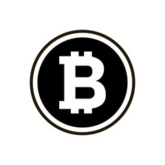 Bitcoin sign icon for internet money. Crypto currency symbol and coin image for using in web projects or mobile applications. Blockchain based secure cryptocurrency. Isolated vector illustration.