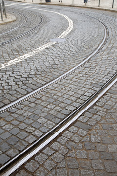 Curve on Tram Track; Lisbon