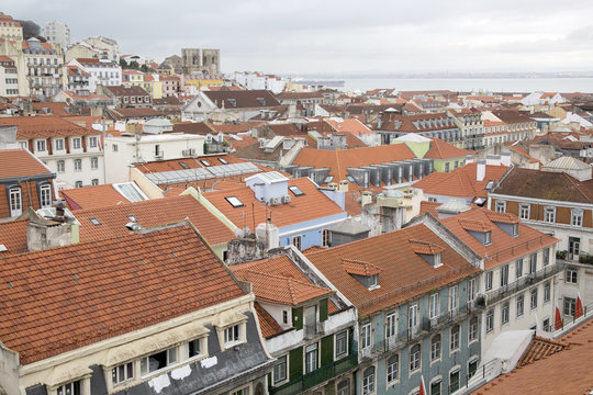 Baixa Neighbourhood in Lisbon; Portugal