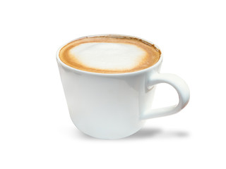 Cappuccino In glass, isolated on white background with clipping path.