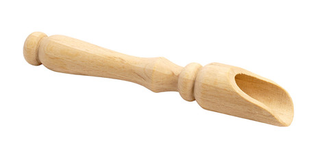 empty wooden scoop on a white background