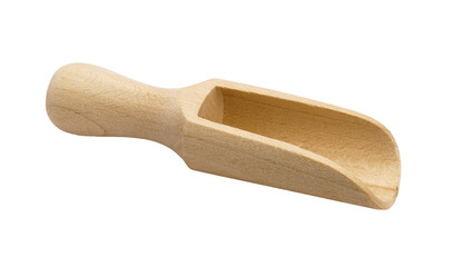 empty wooden scoop on a white background