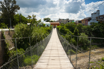 View Suspension bridge in Jalapa, Guatemala central america.