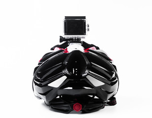 action camera fixed on bike helmet