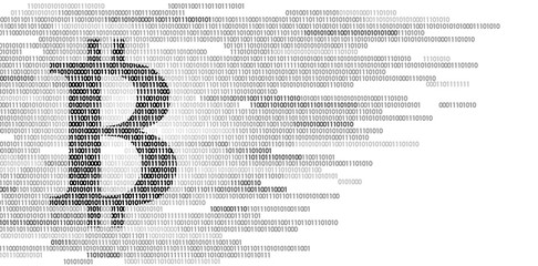 Bitcoin digital cryptocurrency sign binary code number. Big data information mining technology. White monochrome glowing abstract web internet electronic payment vector illustration