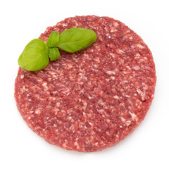 Raw fresh hamburger meat isolated on white.
