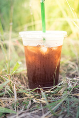 Glass of ice soft drink