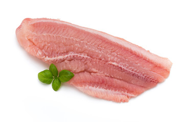 Fillet of Fish Pangasius. Isolated on white background.