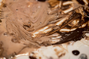 Dirty stained chocolate empty after eating