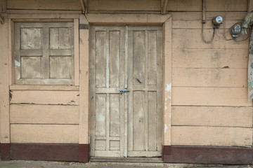 Colorful door Latin American architecture, Guatemala, Central America.