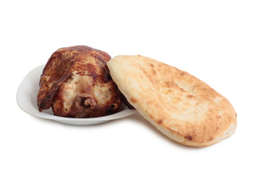 Organic bread on white background