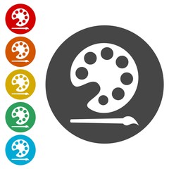Painting icon, Flat Colorful Palette 