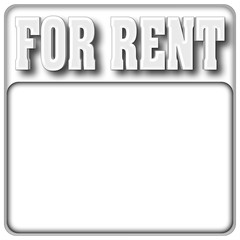 Stock Illustration - Bold Text FOR RENT, White Copy Space, 3D Illustration, White Background.