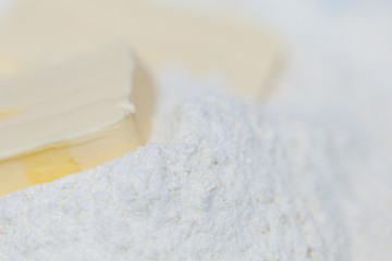 the pieces of butter in flour