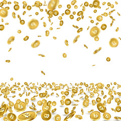 Background with falling gold bitcoins.